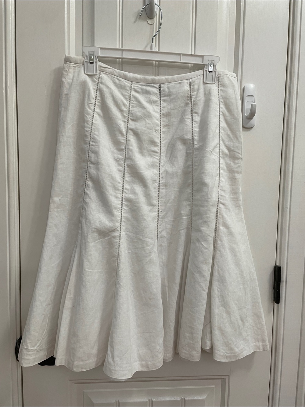 Willi Smith Linen Blend White Paneled A-Line Skirt Size 8